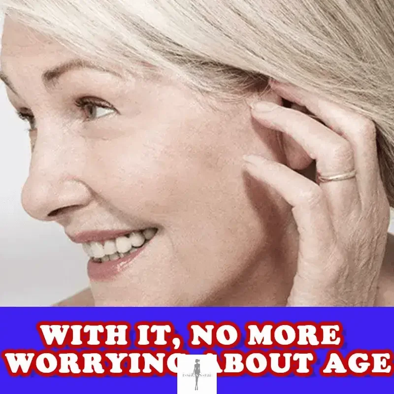 Smiling older woman’s face showcasing youthful skin with anti-aging serum wrinkle remover