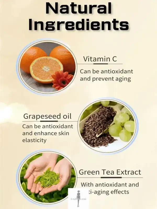 Natural ingredients for anti-aging serum and wrinkle remover skincare product