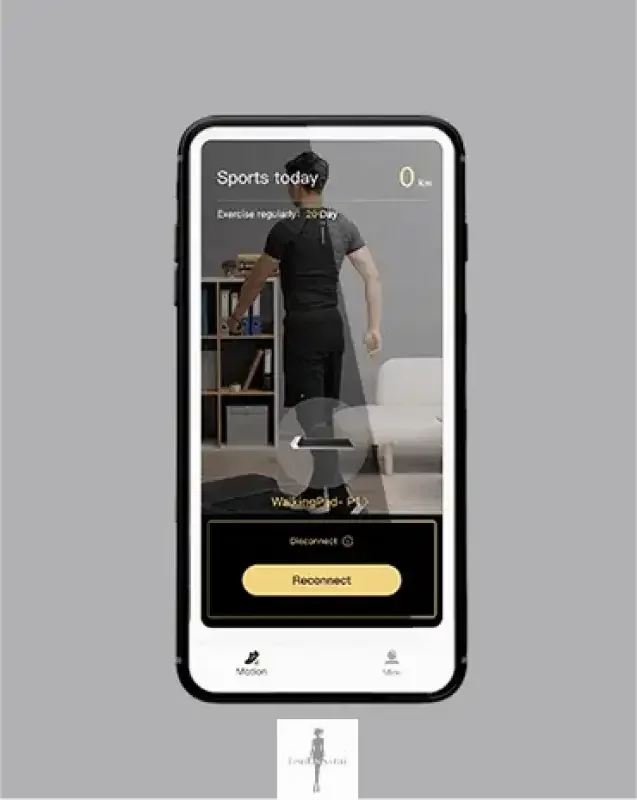 Smartphone displaying a fitness app on WalkingPad Foldable Treadmill for convenient workouts