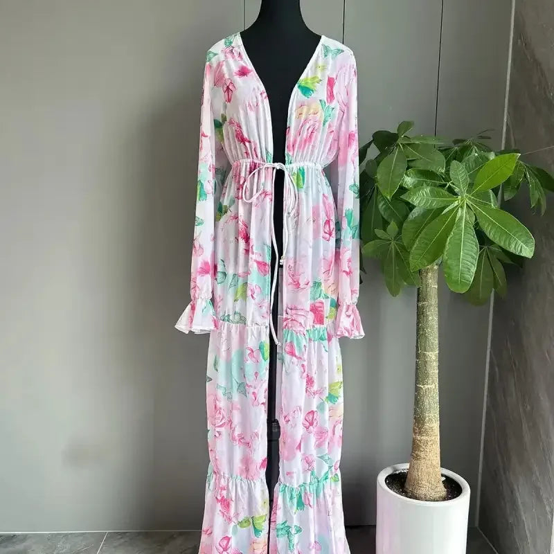 Bikini Set with Floral Dress - Beach dress no Bikini / S(US-4) - Tops