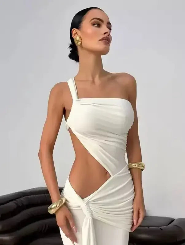 One Shoulder Irregular Dress - Dress