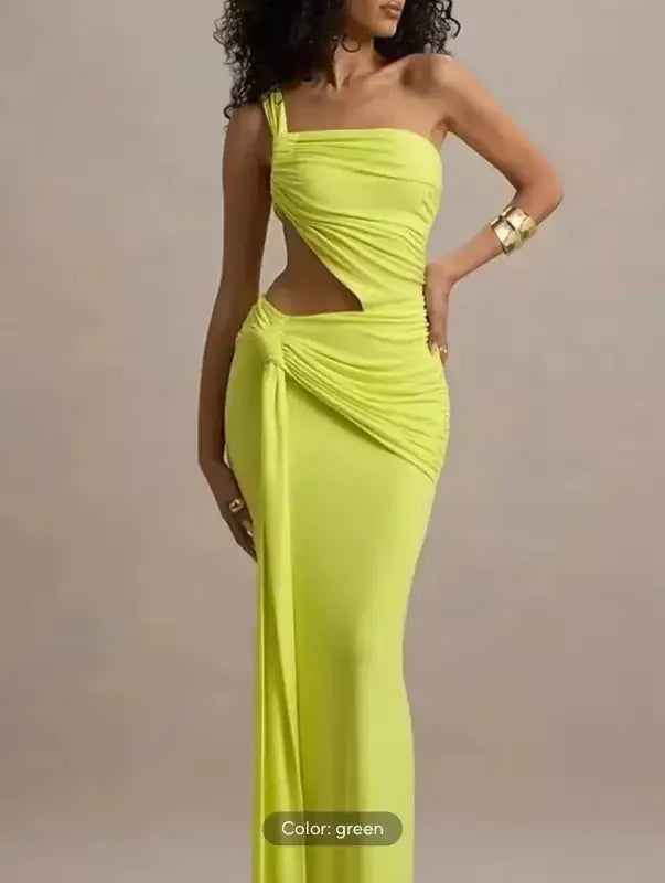 One Shoulder Irregular Dress - Green / S (EU 36) - Dress