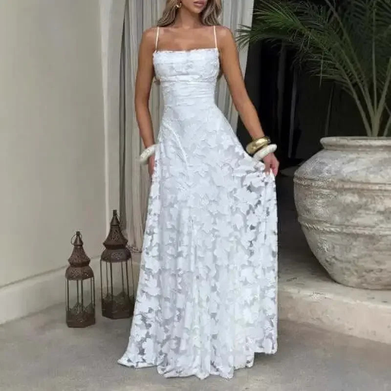 Temperament Backless Maxi Dress - dress