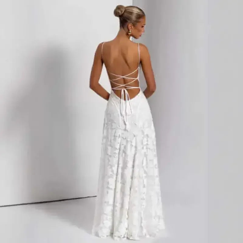 Temperament Backless Maxi Dress - dress