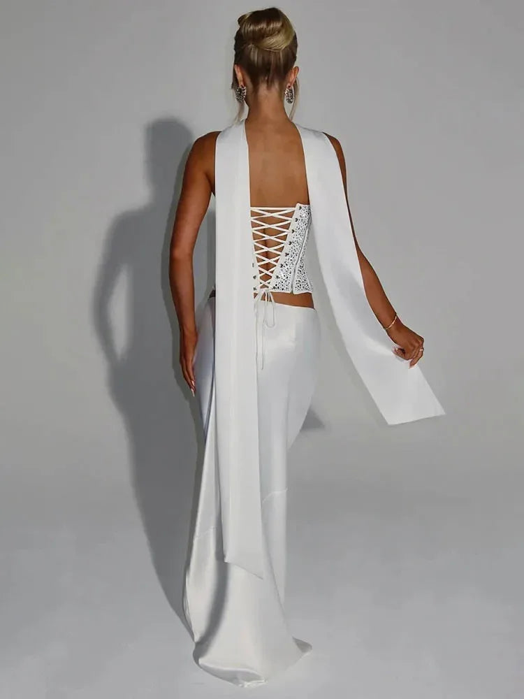 Sequin Corset Top with Skirt Set - Fashionsarah