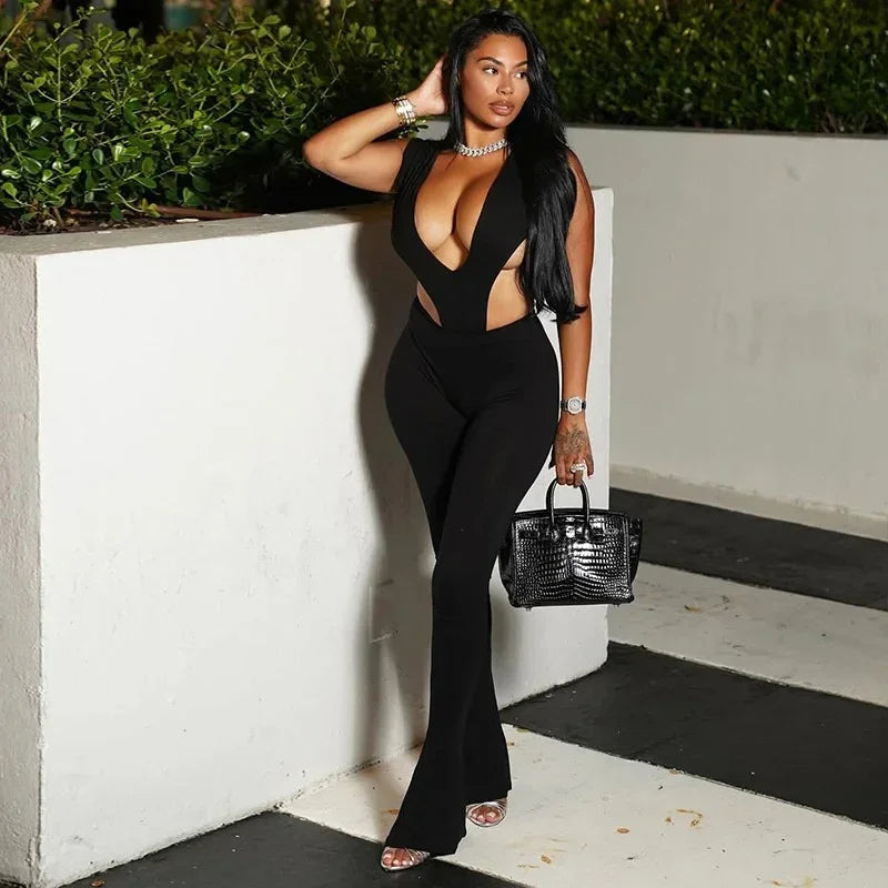 Deep V-neck Party Jumpsuits - Fashionsarah.com