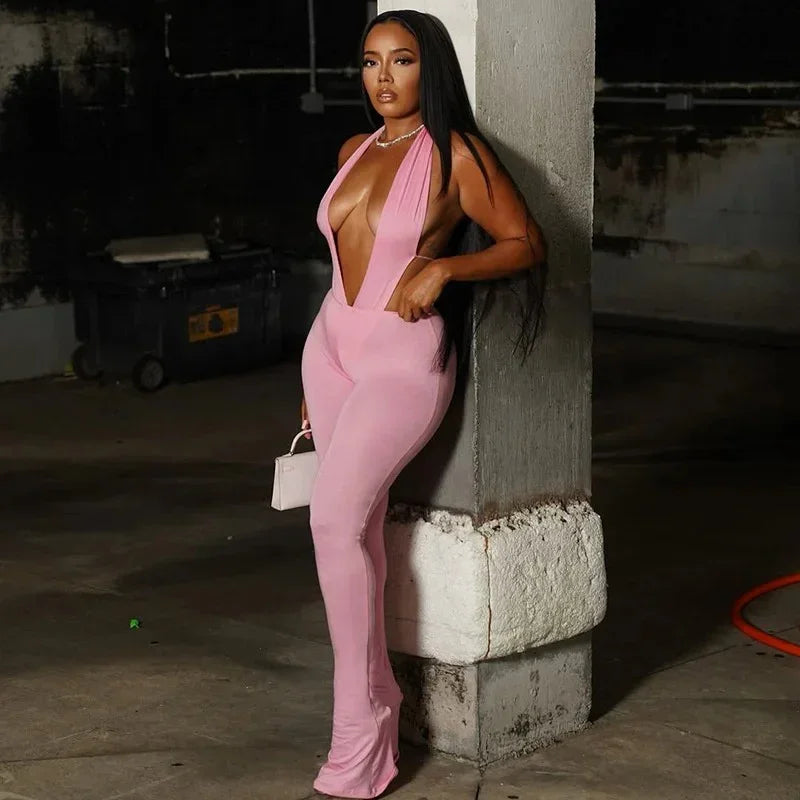 Deep V-neck Party Jumpsuits - Fashionsarah.com