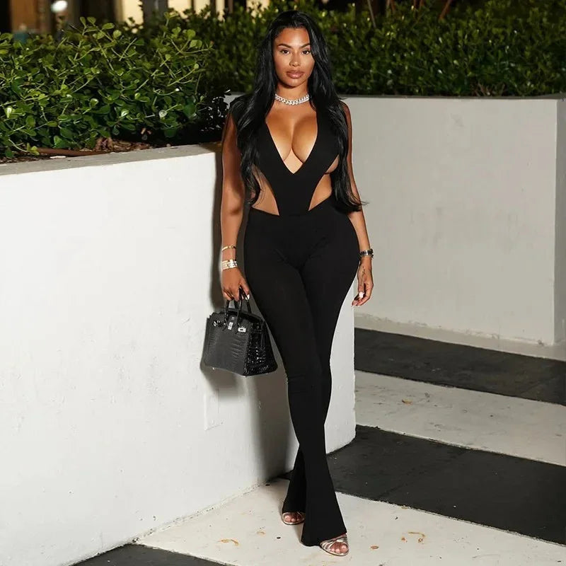 Deep V-neck Party Jumpsuits - Fashionsarah.com