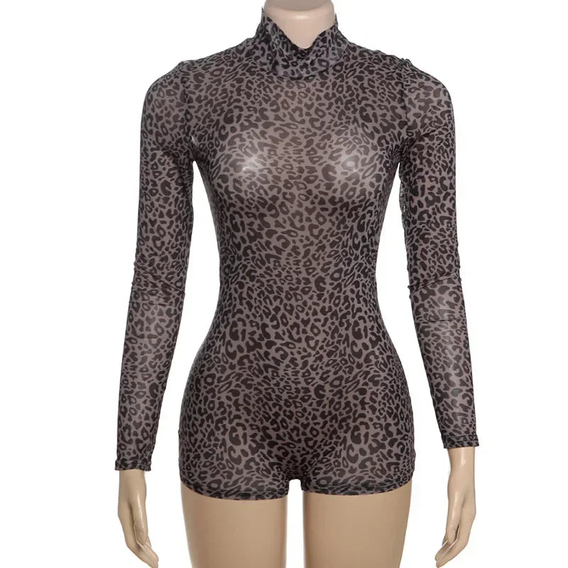 Leopard Mesh Playsuits - Fashionsarah.com
