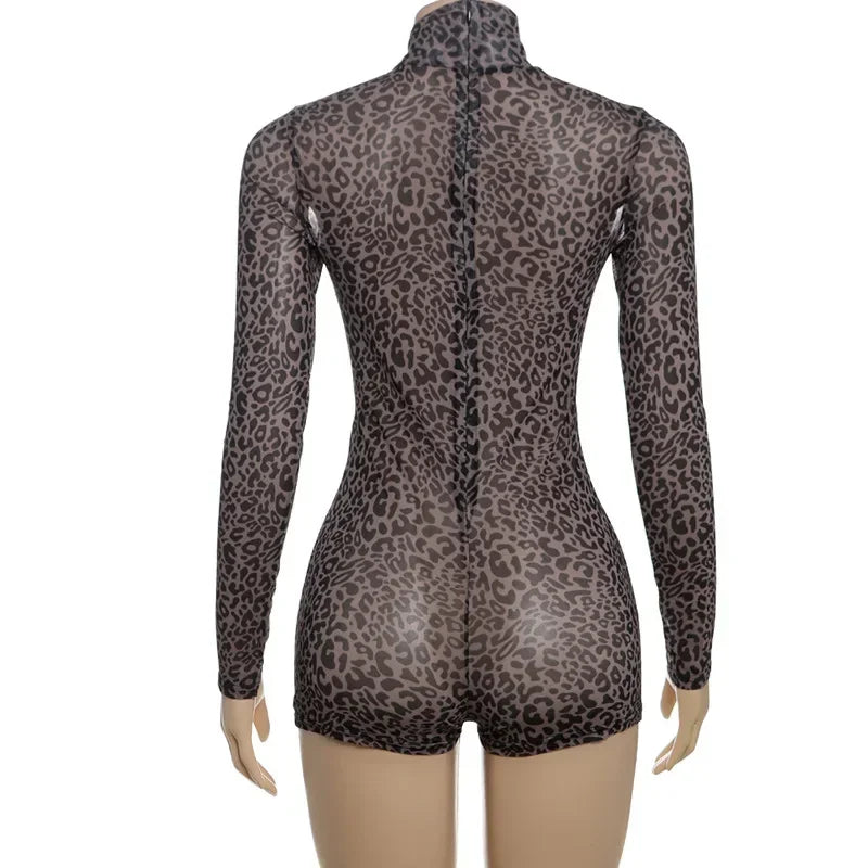 Leopard Mesh Playsuits - Fashionsarah.com