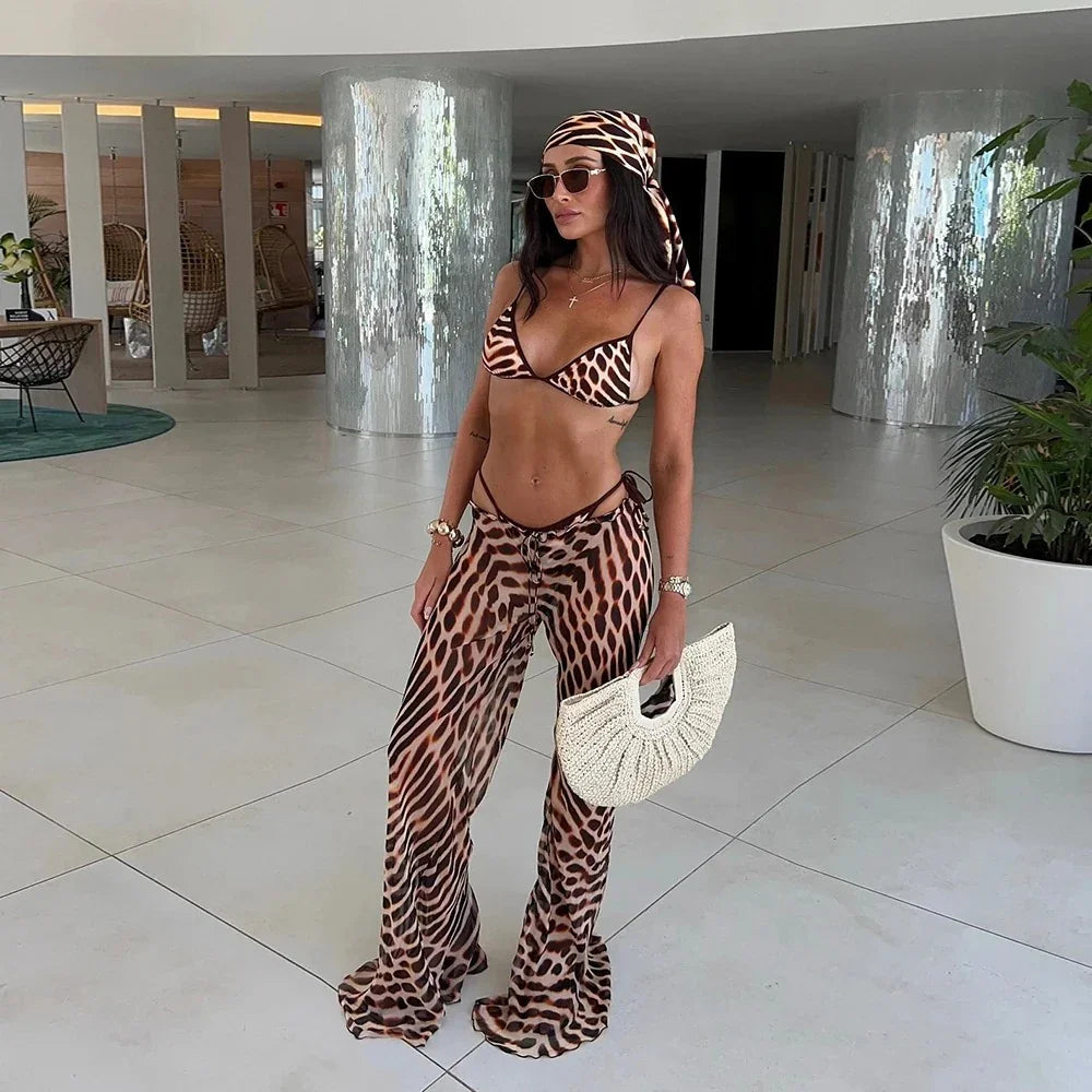 Push-up bikini with cover-up long pants - Fashionsarah.com