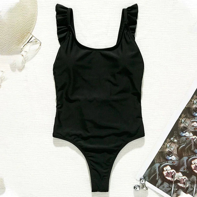 New Black Ruffled Monokini - Fashionsarah