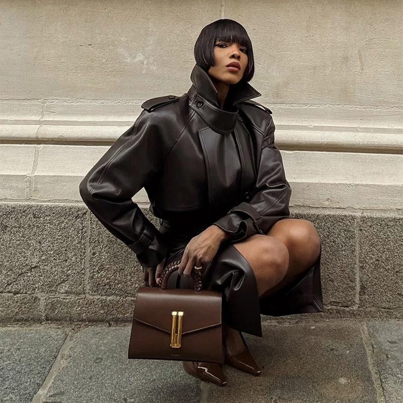 Vintage Jacket with Neck and Slim Fit Skirt - Fashionsarah.com