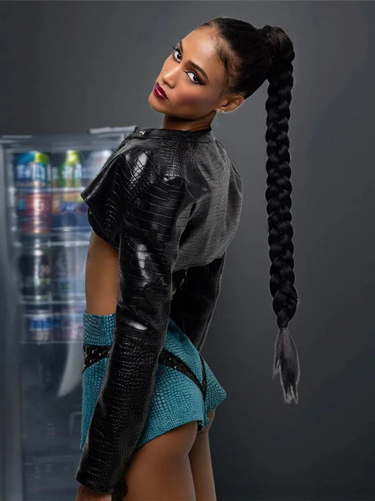 Hip-Hop Style Leather Zip Jacket - Fashionsarah.com