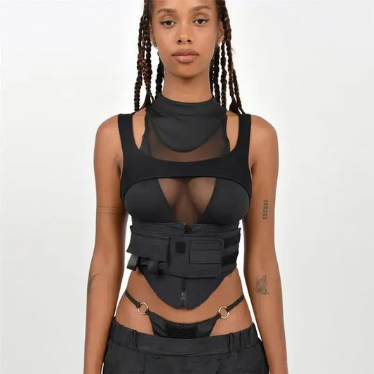 Cyberpunk Mesh Camisole Top - Fashionsarah.com