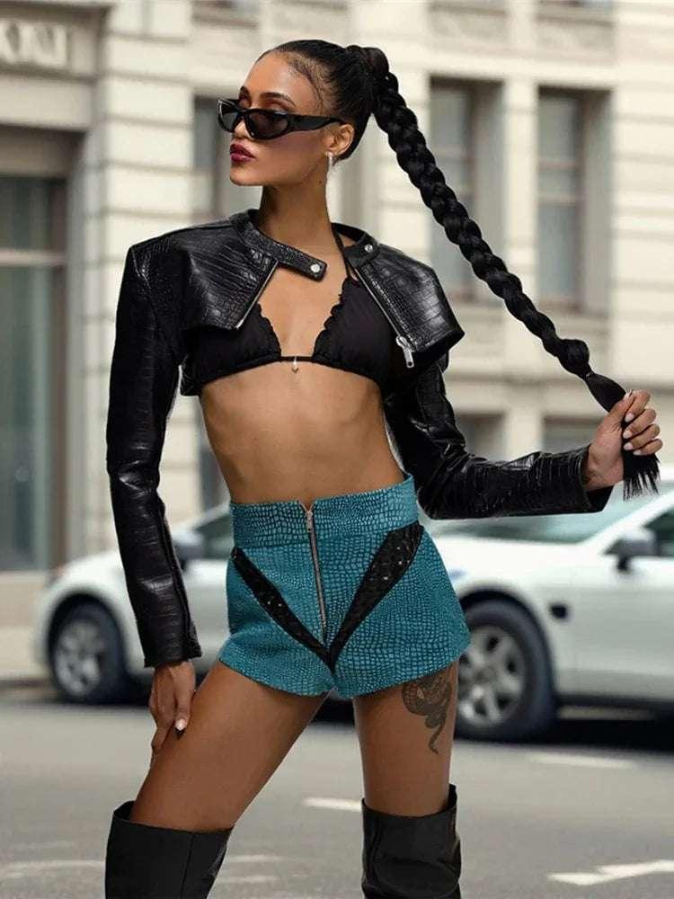 Hip-Hop Style Leather Zip Jacket - Fashionsarah.com