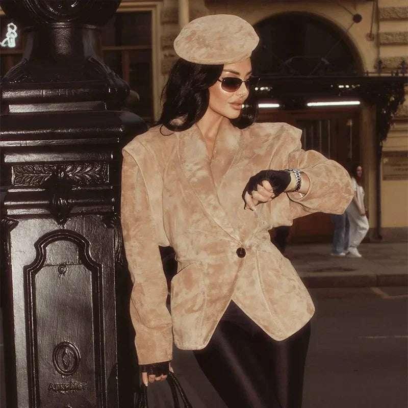 Suede Fabric Stand Up Collar Jacket - Fashionsarah.com