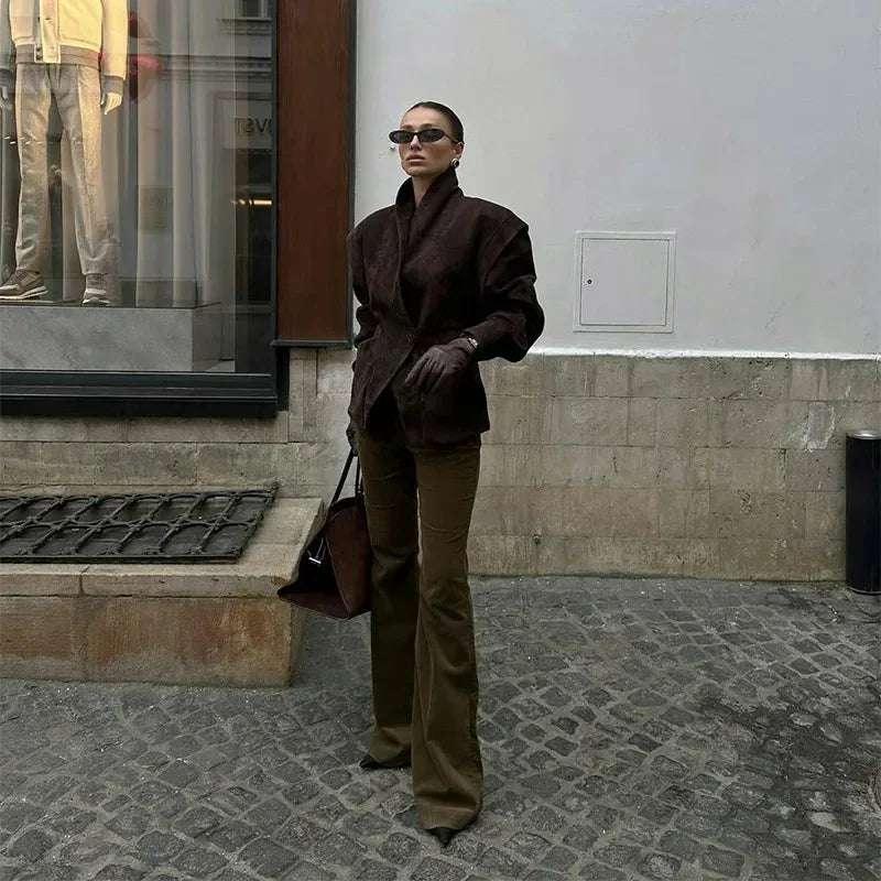 Suede Fabric Stand Up Collar Jacket - Fashionsarah.com