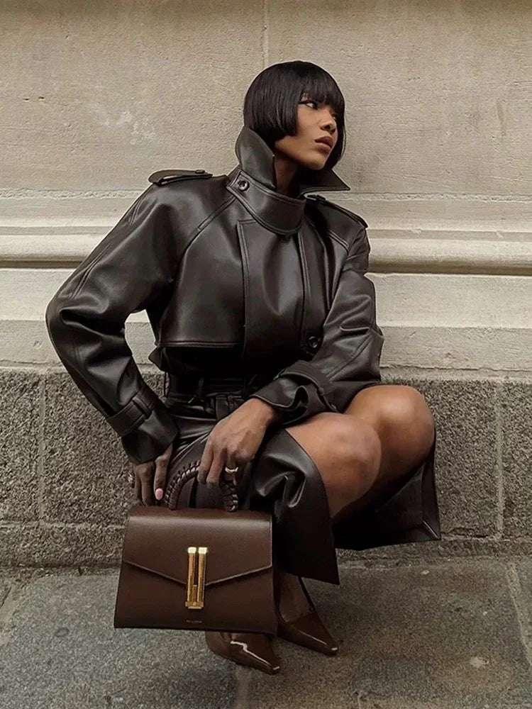 Vintage Jacket with Neck and Slim Fit Skirt - Fashionsarah.com