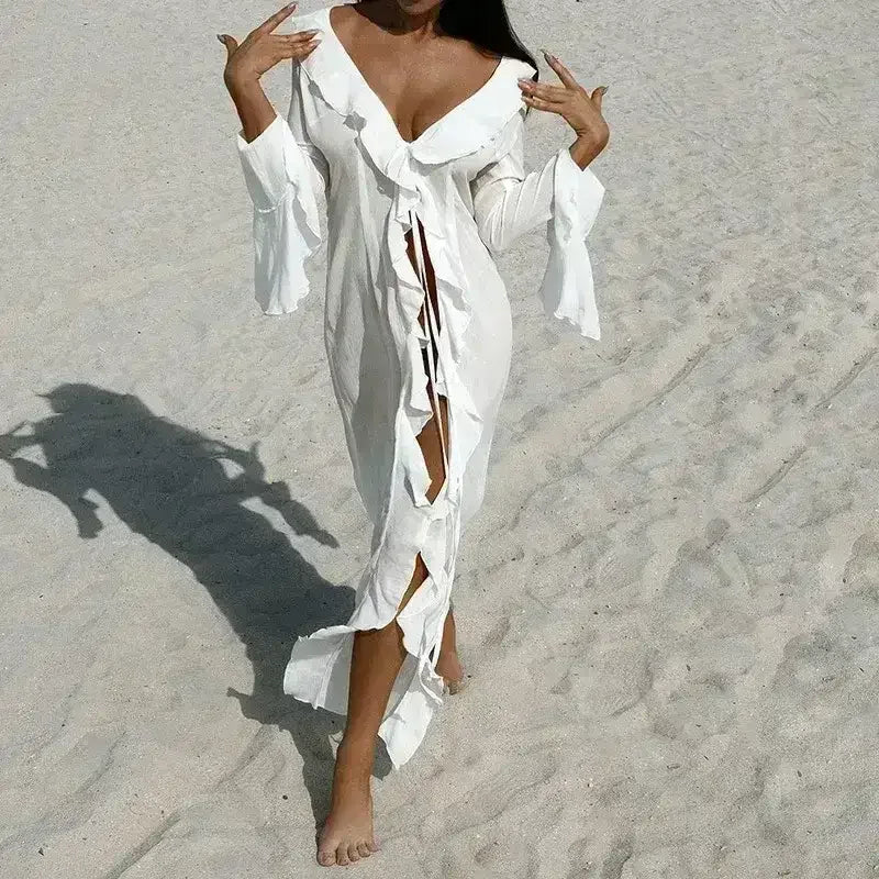New Ruffled Beach Cover Up Dress - Cover Ups in Swimwear