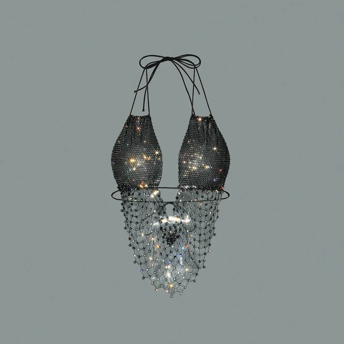 Deep V Rhinestone Crop Tops.