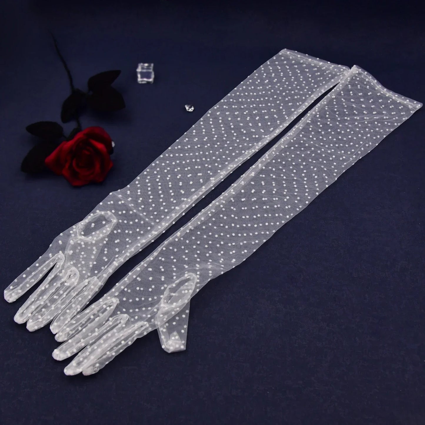 Bride Soft Dots Tulle Wedding Gloves - Fashionsarah.com