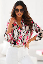 Load image into Gallery viewer, Rose Abstract Print Roll-tab Sleeve Chest Pocket Shirt | Fashionsarah.com
