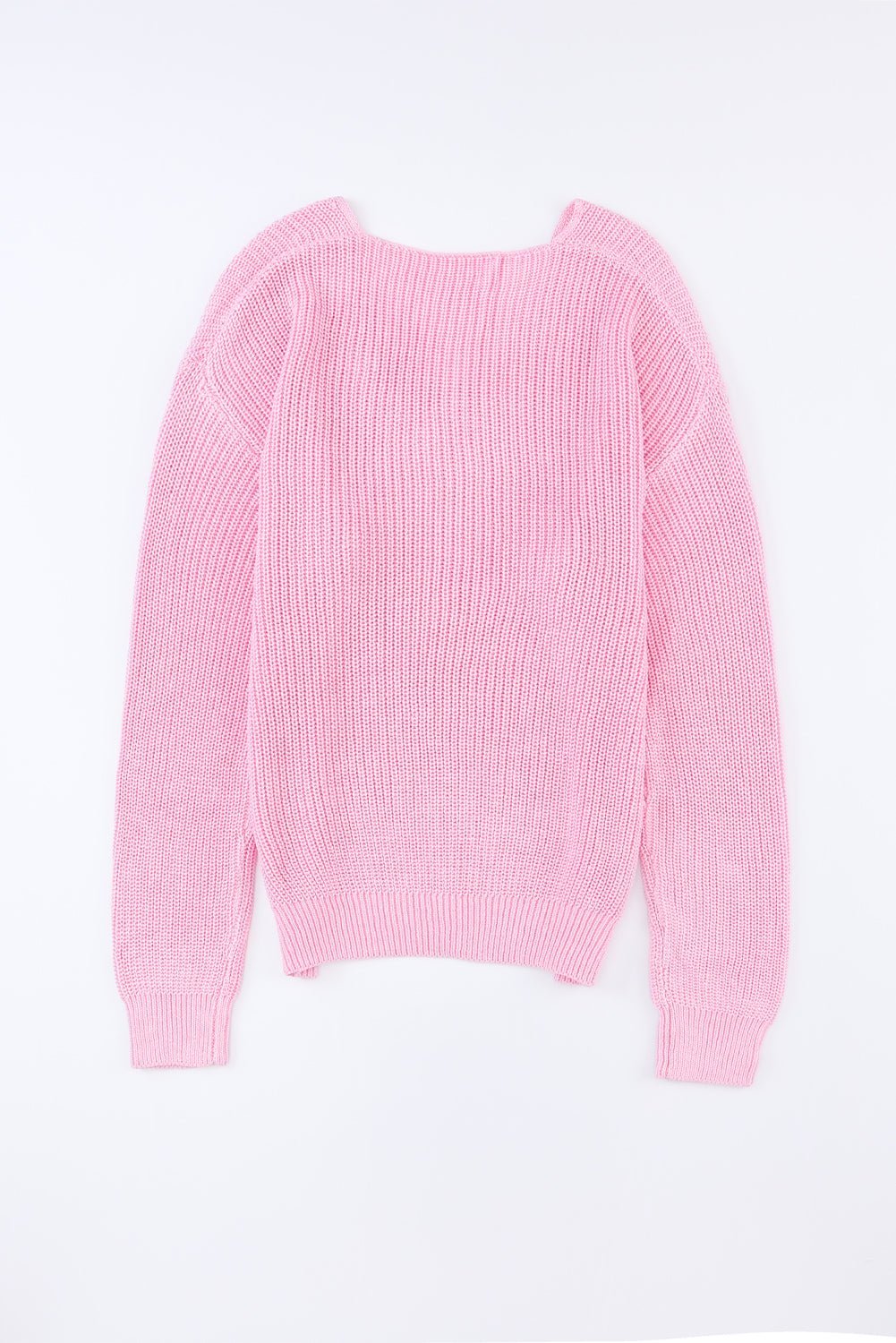 Pink V Neck Women Sweatshirt | Fashionsarah.com