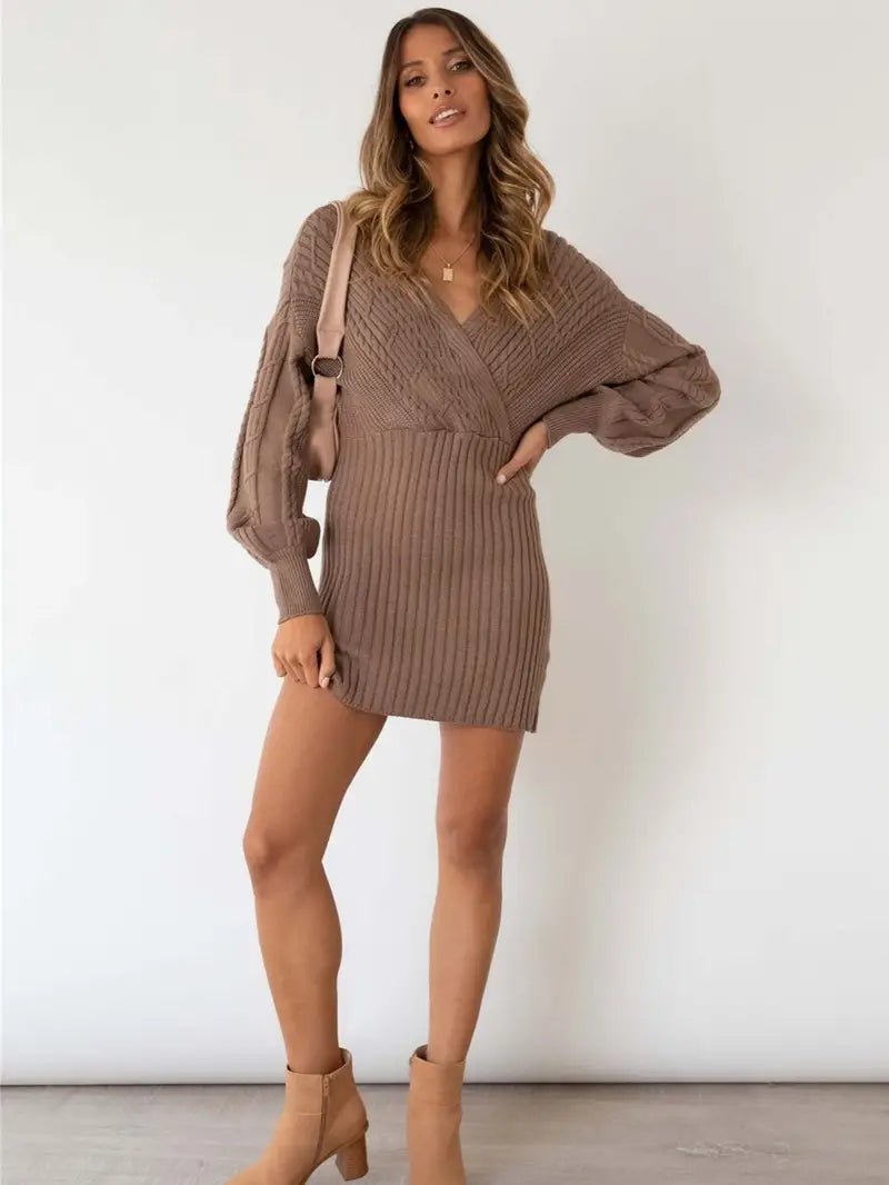 Fashionsarah.com Sweater V Neck Dress