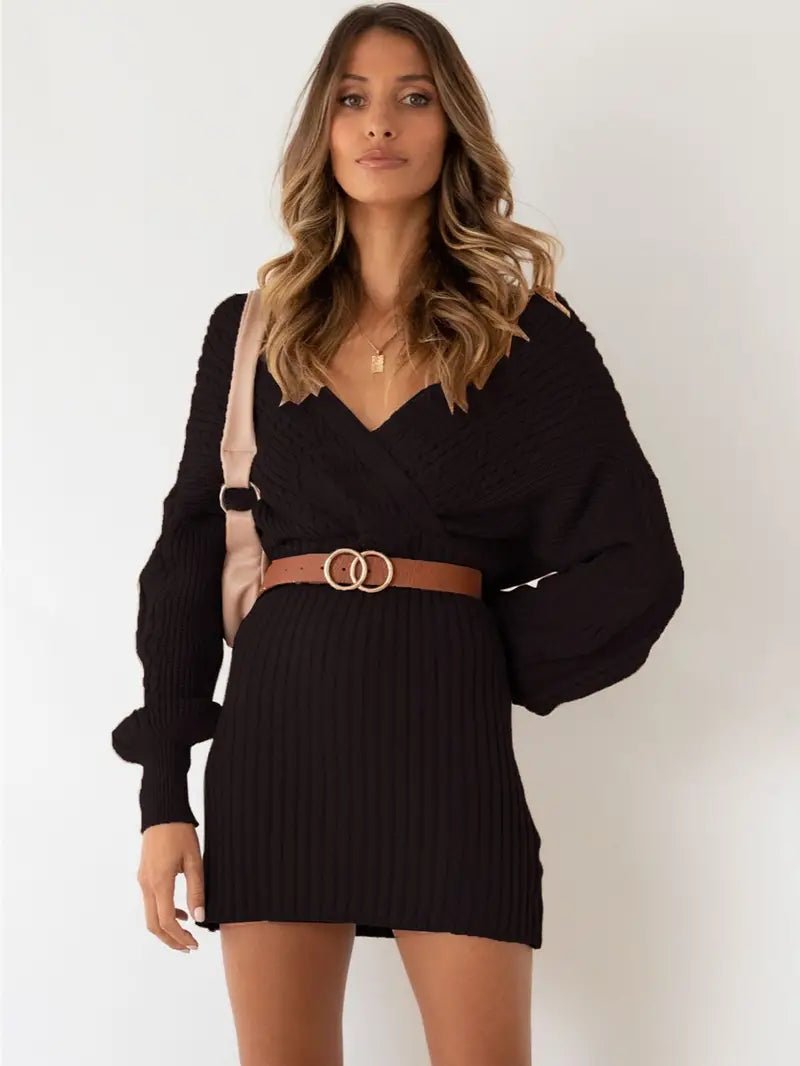 Fashionsarah.com Sweater V Neck Dress