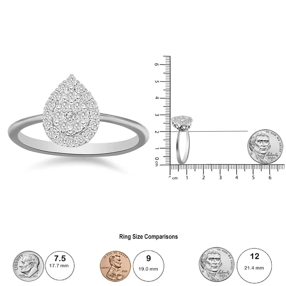 10K White Gold 3/8 Cttw Round-Cut Lab Grown Diamond Cluster Pear Promise Ring (G-H Color, VS2-SI1 Clarity) | Fashionsarah.com