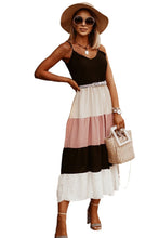 Load image into Gallery viewer, Black Color Block Sleeveless V Neck Long Dress | Fashionsarah.com