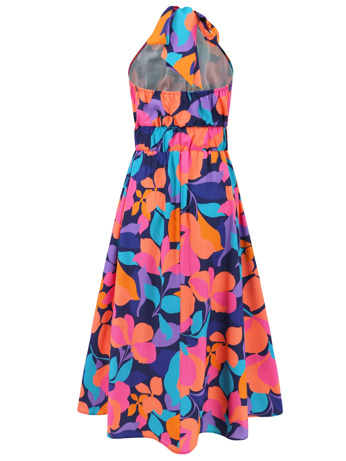 Fashionsarah.com Fashionsarah.com Ruched Printed Halter Neck Sleeveless Dress