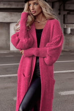 Load image into Gallery viewer, Rose Side Pockets Bubble Sleeve Knitted Cardigan | Fashionsarah.com