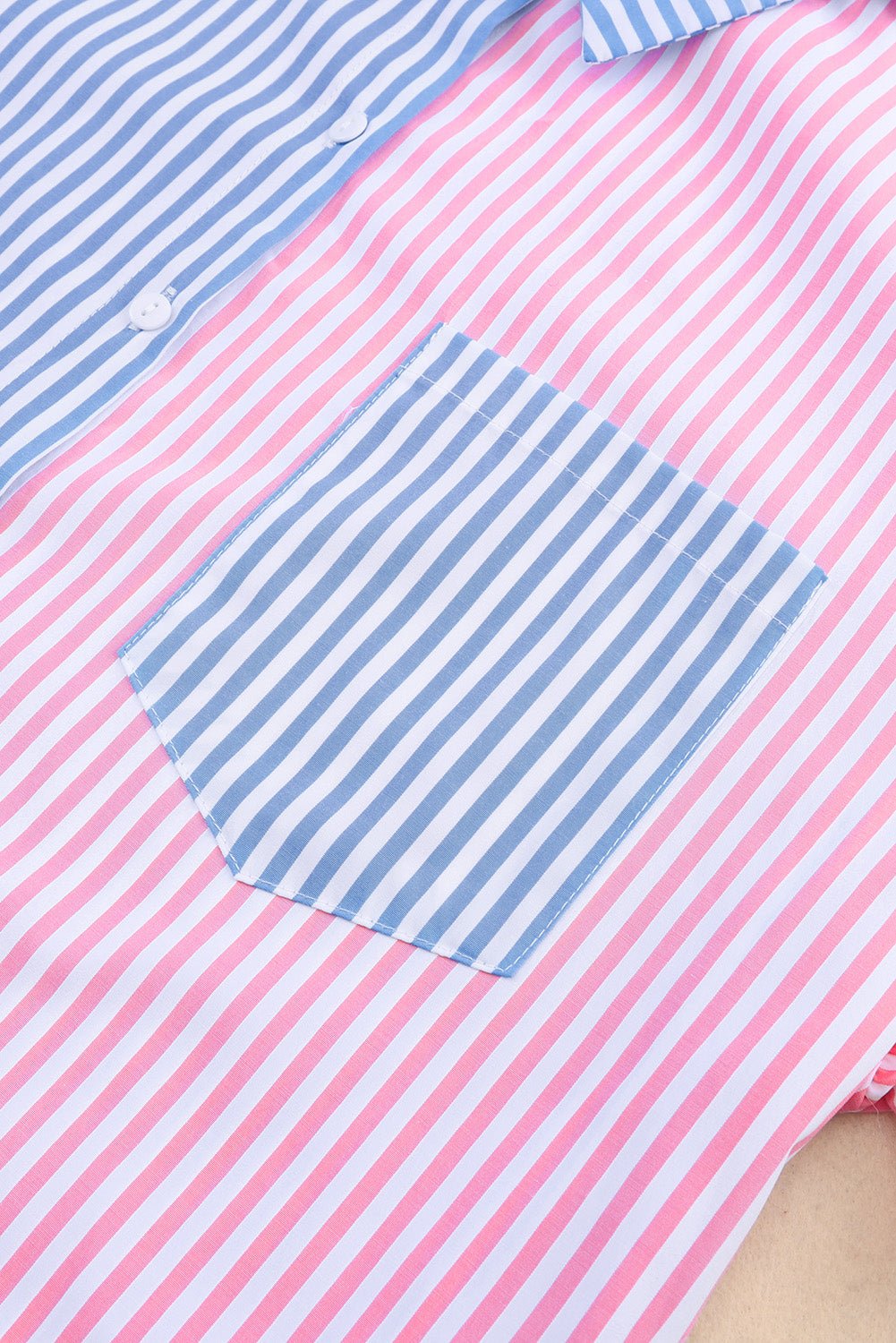 Green Contrast Striped Print Shirt | Fashionsarah.com