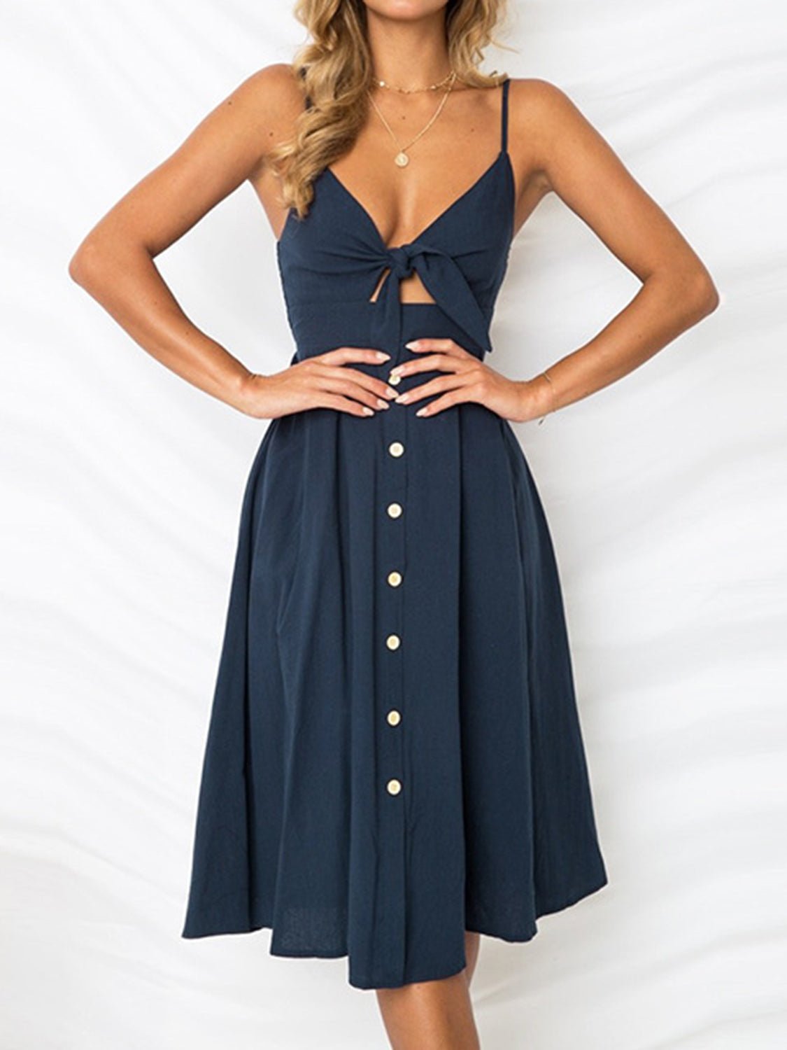 Cutout Smocked Sweetheart Neck Cami Dress | Fashionsarah.com