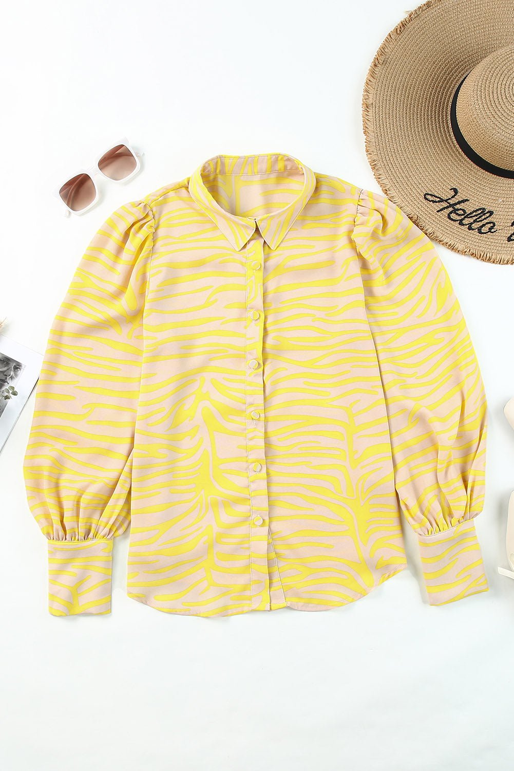 Stripes Lantern Sleeve Shirts | Fashionsarah.com