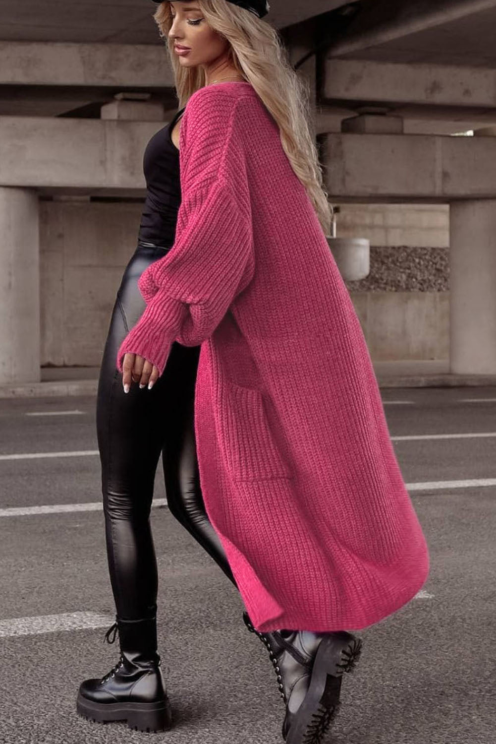 Bubble Sleeve Knitted Cardigan | Fashionsarah.com
