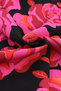 Rose Floral Shirred Cuffs Long Sleeve Shirt | Fashionsarah.com