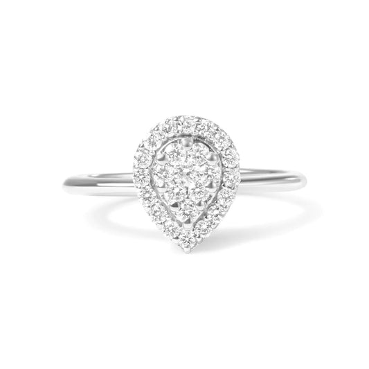 10K White Gold 3/8 Cttw Round-Cut Lab Grown Diamond Cluster Pear Promise Ring (G-H Color, VS2-SI1 Clarity) | Fashionsarah.com