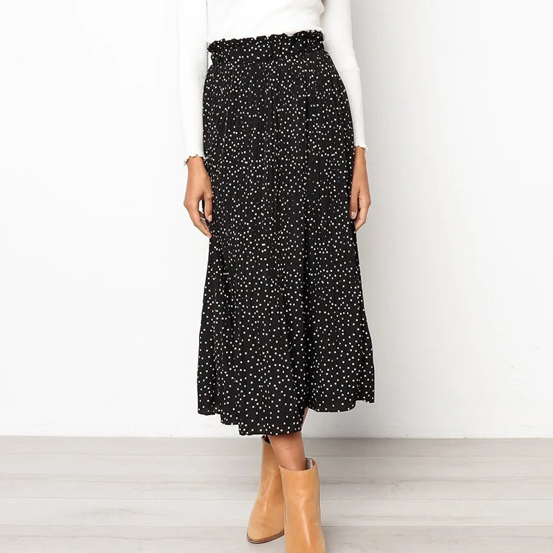 Women's Elastic High Waist Pleated Midi Skirt | Fashionsarah.com