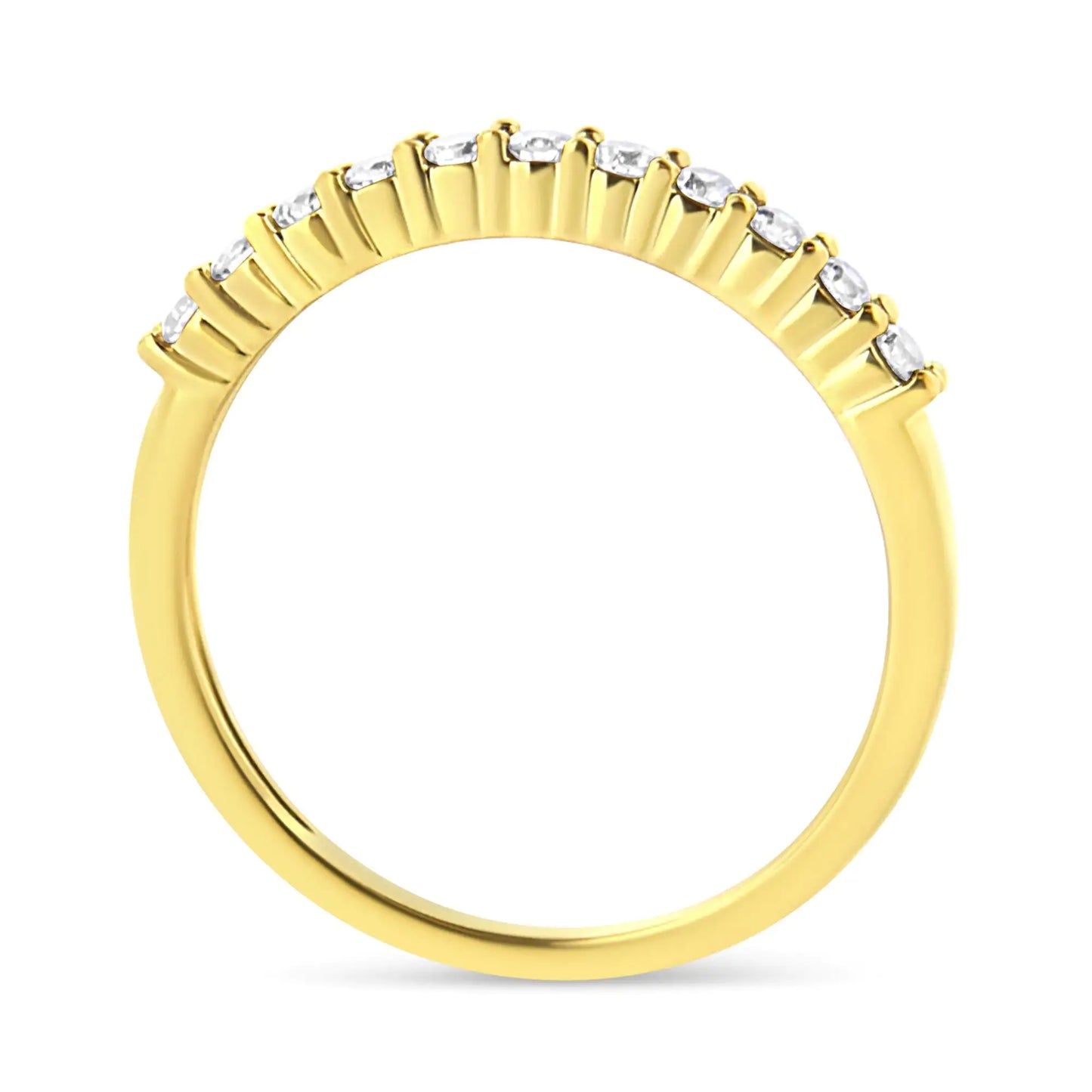 IGI Certified 1/4 Cttw Diamond 10K Yellow Gold Prong Set Fluted Band Style Ring (I-J Color, I2-I3 Clarity) | Fashionsarah.com