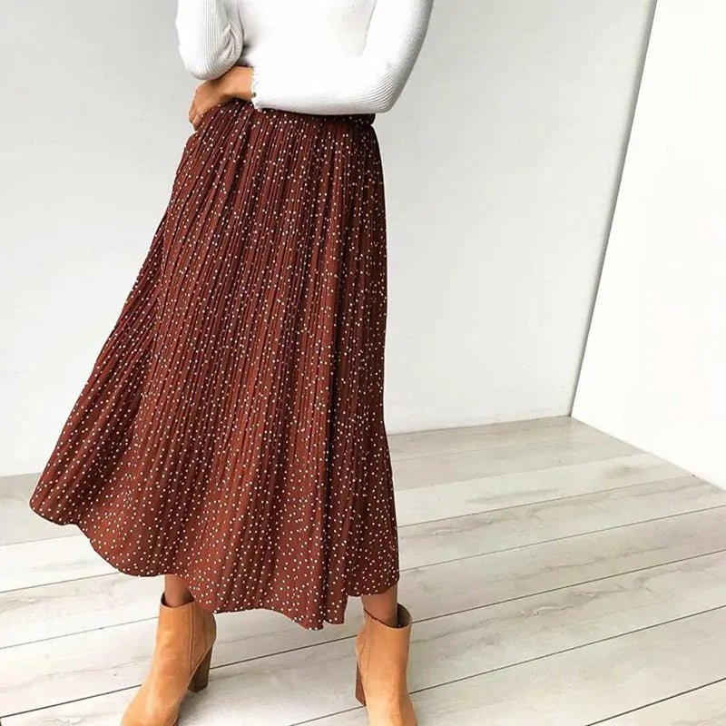 Women's Elastic High Waist Pleated Midi Skirt | Fashionsarah.com