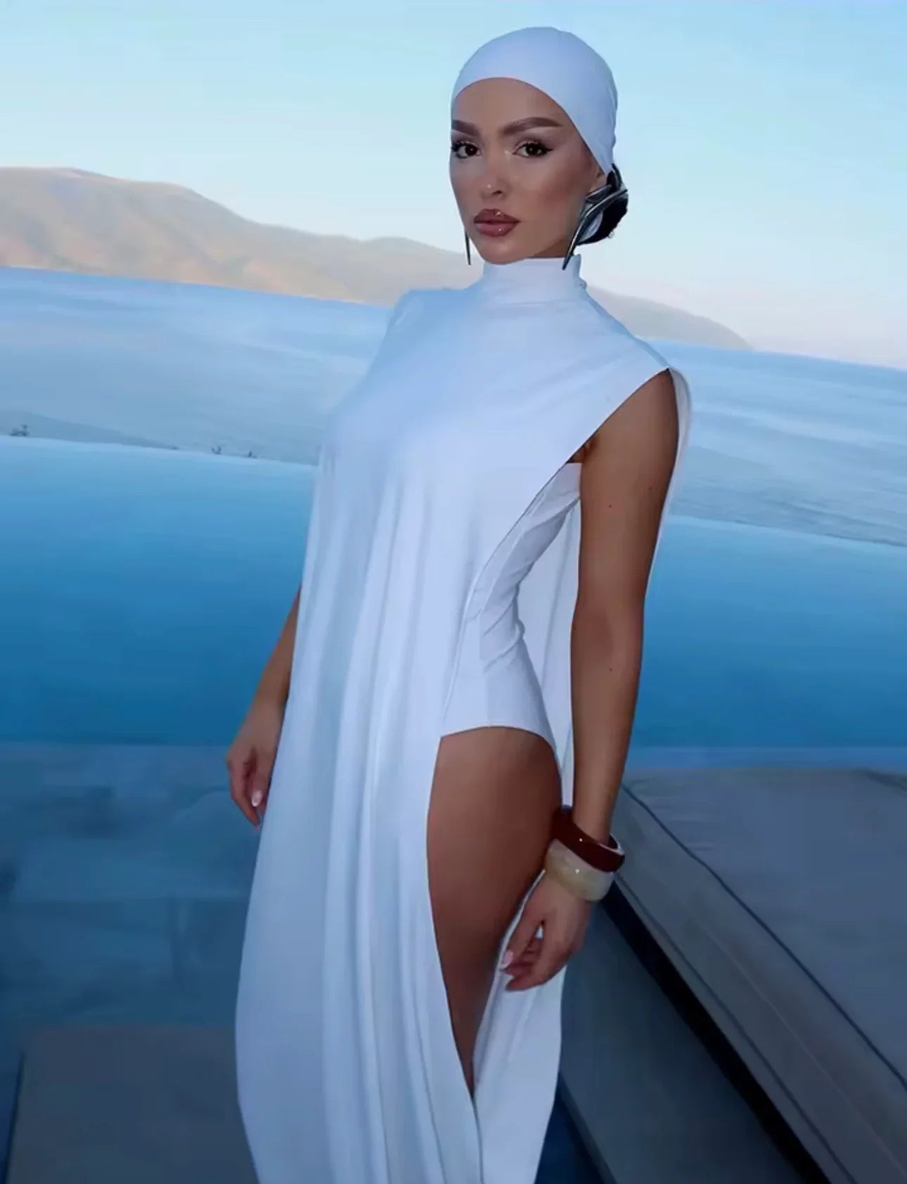 Elegant Bodysuit with Turtleneck Dress - Fashionsarah.com