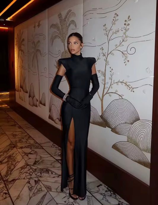 Elegant Dress with Shoulder Pads