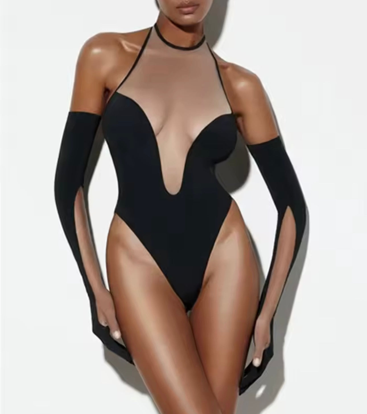 Crotchless Bodysuit with Gloves