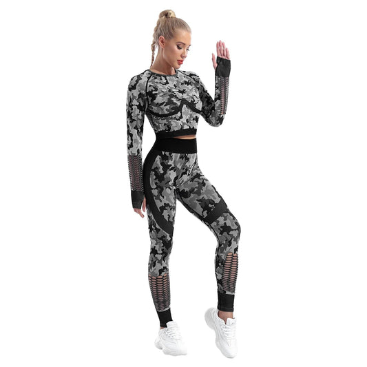 Seamless Camouflage Yoga Set | Fashionsarah.com