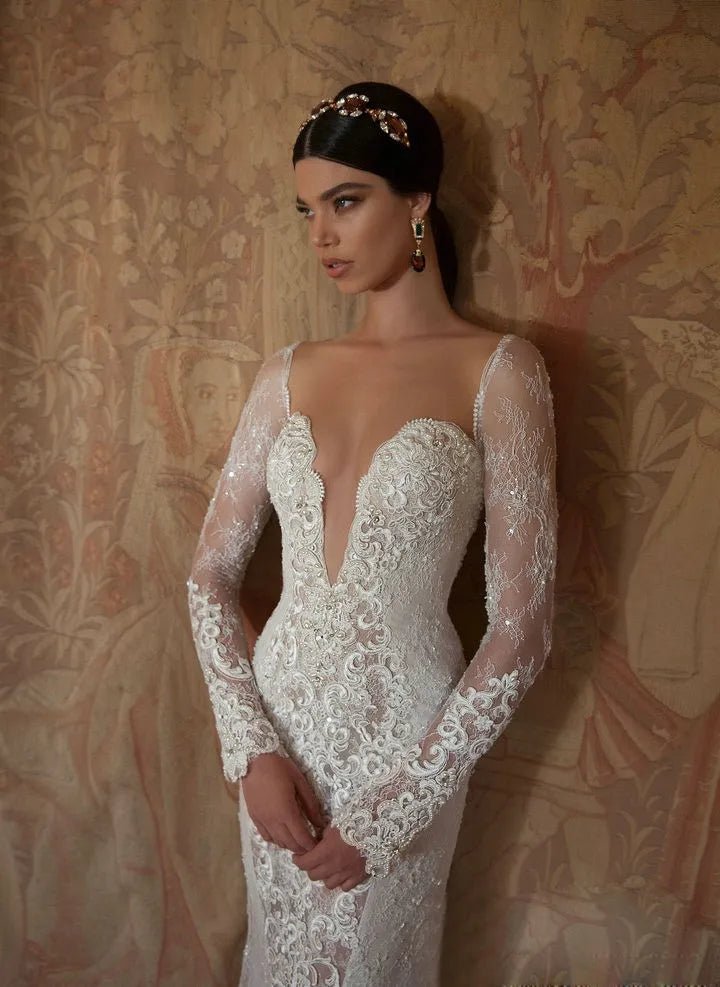 Fashionsarah.com Fashionsarah.com Luxurious Lace Wedding Dress with Cape