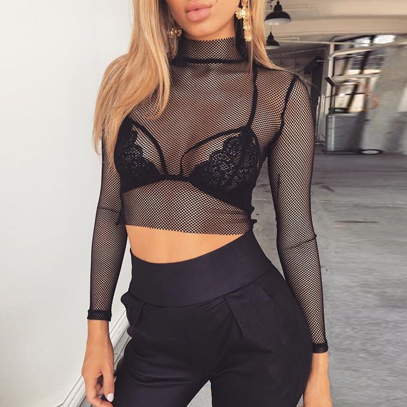 Black Mesh Crop Top | Fashionsarah.com