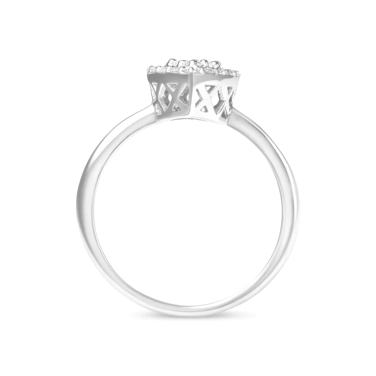 10K White Gold 3/8 Cttw Round-Cut Lab Grown Diamond Cluster Pear Promise Ring (G-H Color, VS2-SI1 Clarity) | Fashionsarah.com